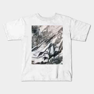 Grey and white swirl marble Kids T-Shirt
